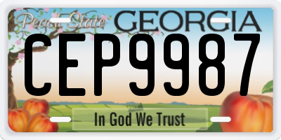 GA license plate CEP9987