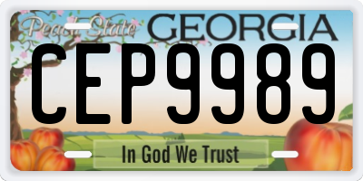 GA license plate CEP9989
