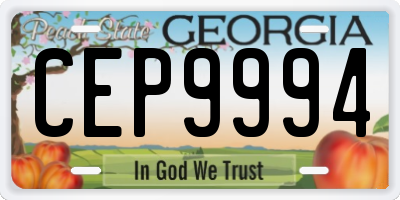 GA license plate CEP9994