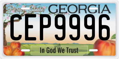 GA license plate CEP9996