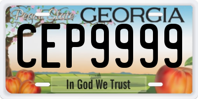 GA license plate CEP9999