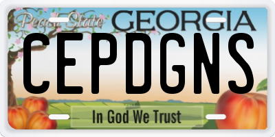 GA license plate CEPDGNS