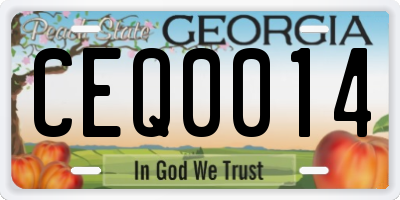 GA license plate CEQ0014