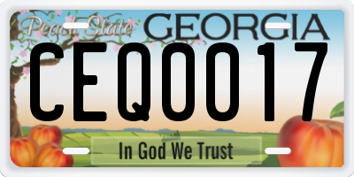 GA license plate CEQ0017