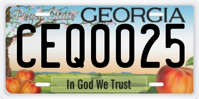 GA license plate CEQ0025
