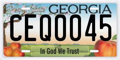GA license plate CEQ0045