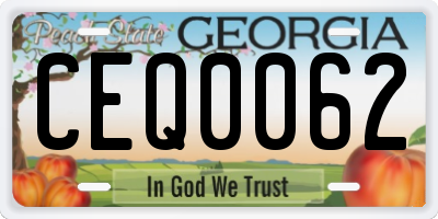 GA license plate CEQ0062