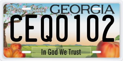 GA license plate CEQ0102
