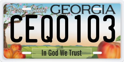 GA license plate CEQ0103