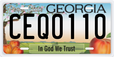 GA license plate CEQ0110