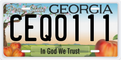 GA license plate CEQ0111