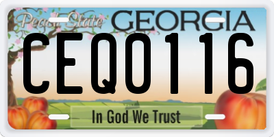 GA license plate CEQ0116