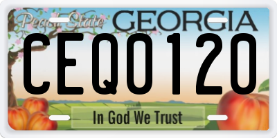 GA license plate CEQ0120