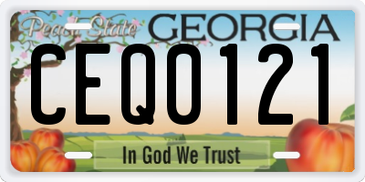 GA license plate CEQ0121
