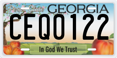 GA license plate CEQ0122
