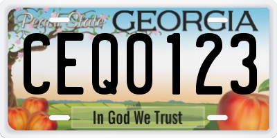 GA license plate CEQ0123