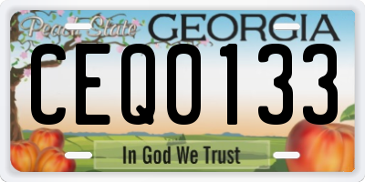 GA license plate CEQ0133