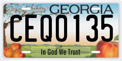 GA license plate CEQ0135