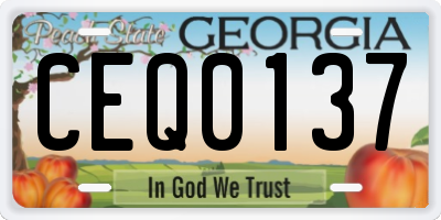 GA license plate CEQ0137