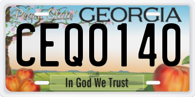 GA license plate CEQ0140