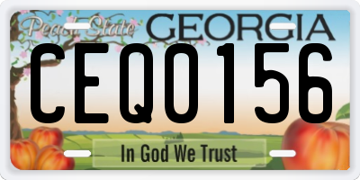 GA license plate CEQ0156
