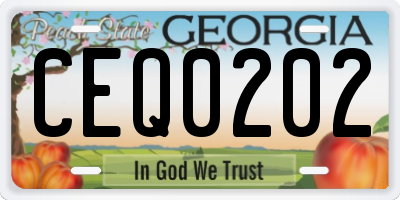 GA license plate CEQ0202