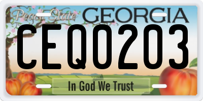 GA license plate CEQ0203