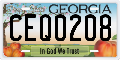 GA license plate CEQ0208