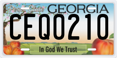 GA license plate CEQ0210