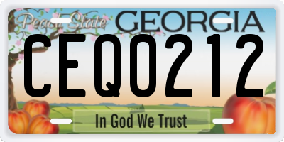 GA license plate CEQ0212