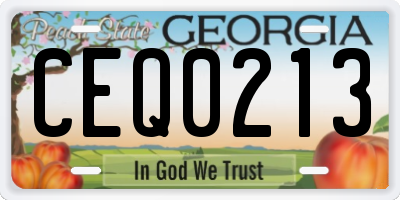 GA license plate CEQ0213