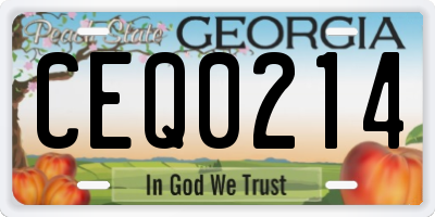 GA license plate CEQ0214