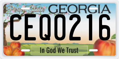 GA license plate CEQ0216