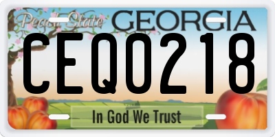 GA license plate CEQ0218