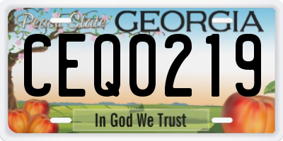 GA license plate CEQ0219