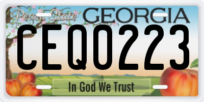 GA license plate CEQ0223