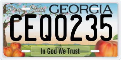 GA license plate CEQ0235