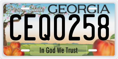 GA license plate CEQ0258