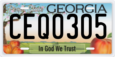 GA license plate CEQ0305