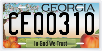 GA license plate CEQ0310