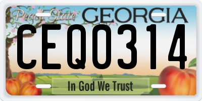 GA license plate CEQ0314
