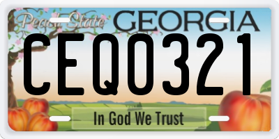 GA license plate CEQ0321