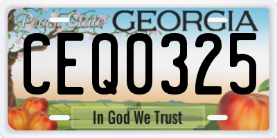 GA license plate CEQ0325