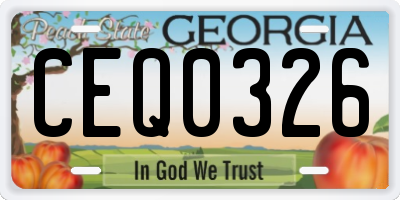 GA license plate CEQ0326