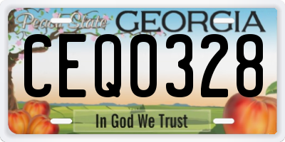 GA license plate CEQ0328