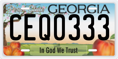 GA license plate CEQ0333