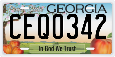 GA license plate CEQ0342