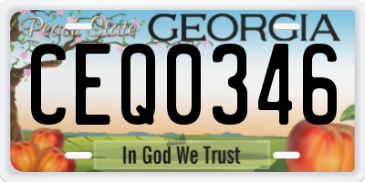 GA license plate CEQ0346