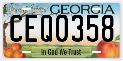 GA license plate CEQ0358