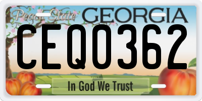 GA license plate CEQ0362